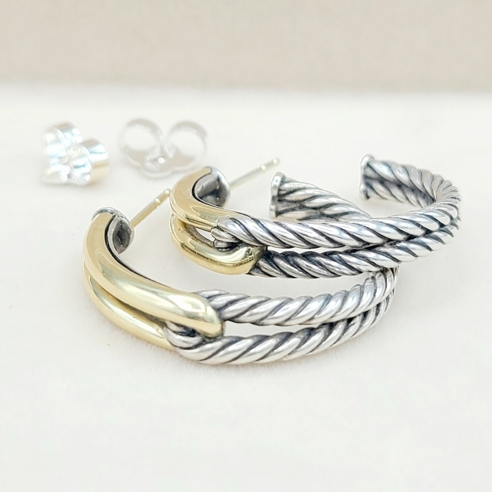 David Yurman Large Labyrinth Single- Loop Hoop Ea… - image 7